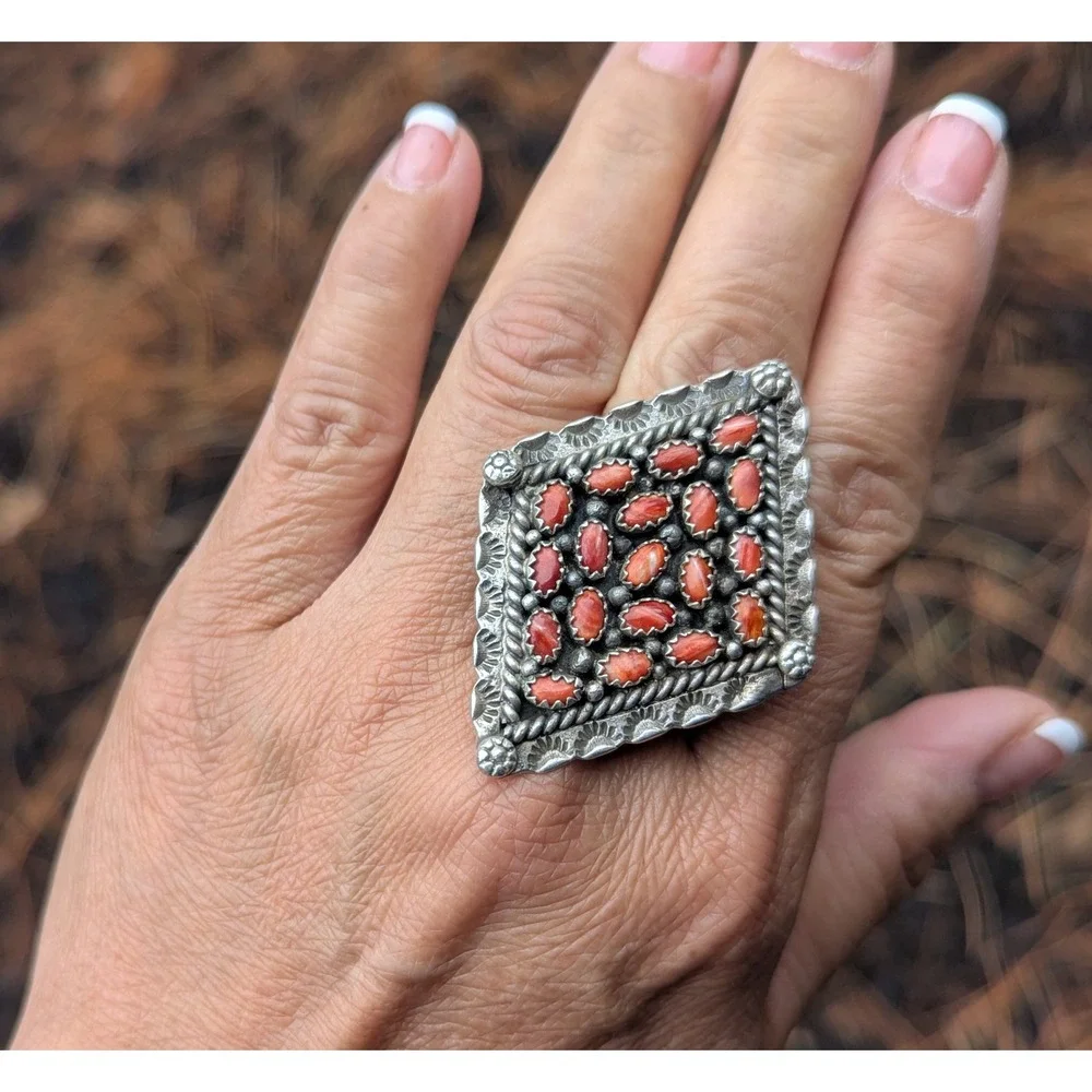Vtg Navajo Ring‎ Marked Sterling Native Am Women's Jewelry Adjustable ***